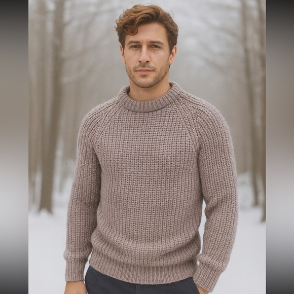 Vtg Cottage Knitwear By Classic Knit Men’s 100 % Wool Sweater Light Purple M - Picture 1 of 14